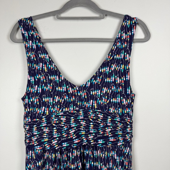 Lilly Pulitzer Sloane Maxi Dress Oh Buoy Navy Blue Jersey Stretch Large Nautical - Picture 10 of 11